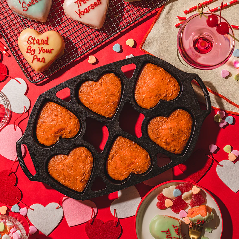 Seasoned Cast Iron Heart Mini Cake Pan 4 Seasoned Cast Iron Heart Mini Cake Pan