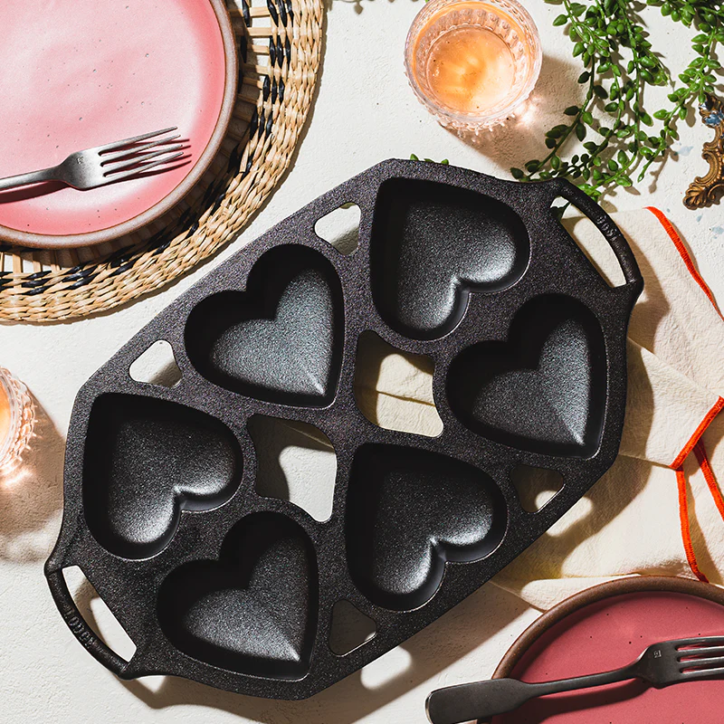Seasoned Cast Iron Heart Mini Cake Pan 5 Seasoned Cast Iron Heart Mini Cake Pan