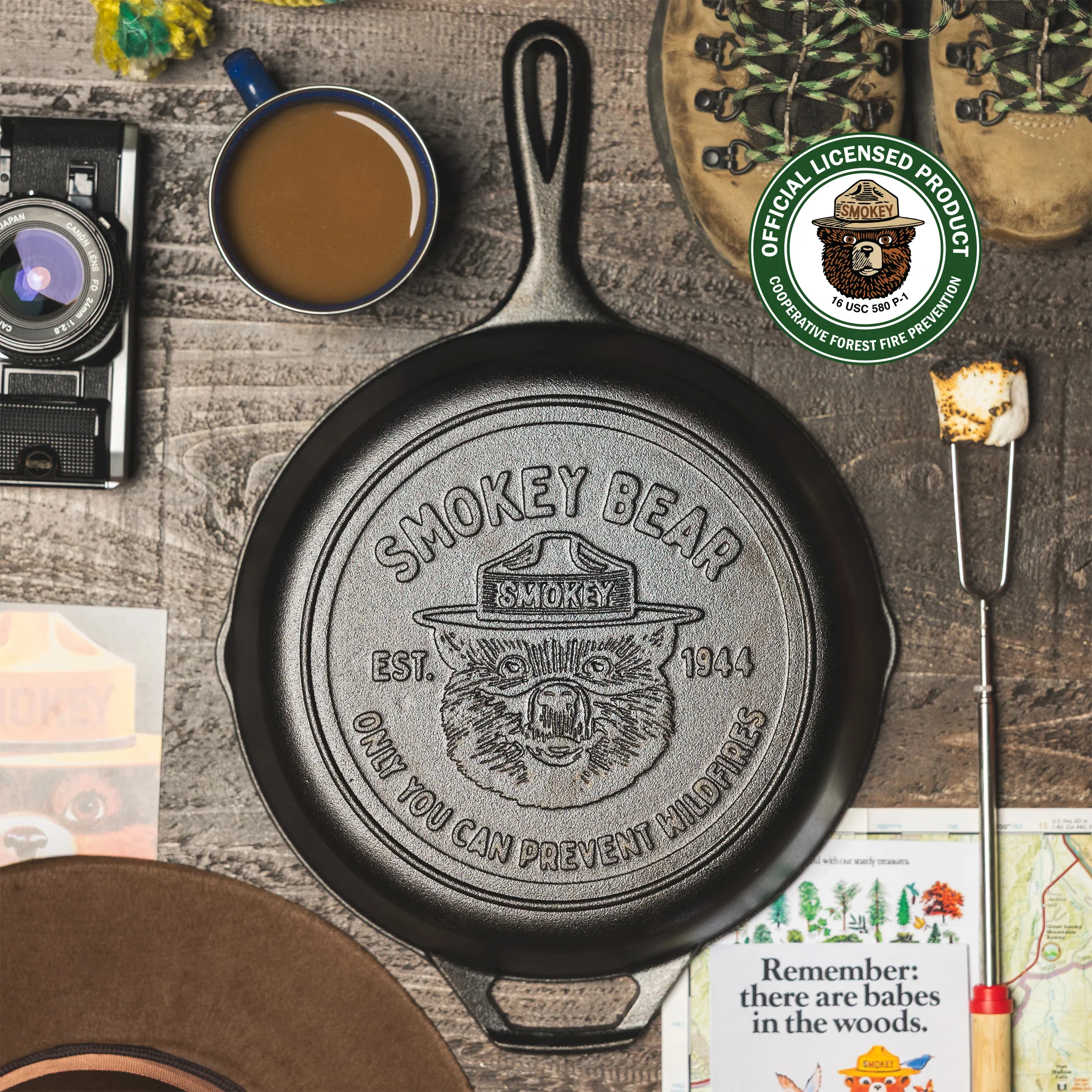 10.25 Inch Seasoned Cast Iron Smokey Bear Skillet
