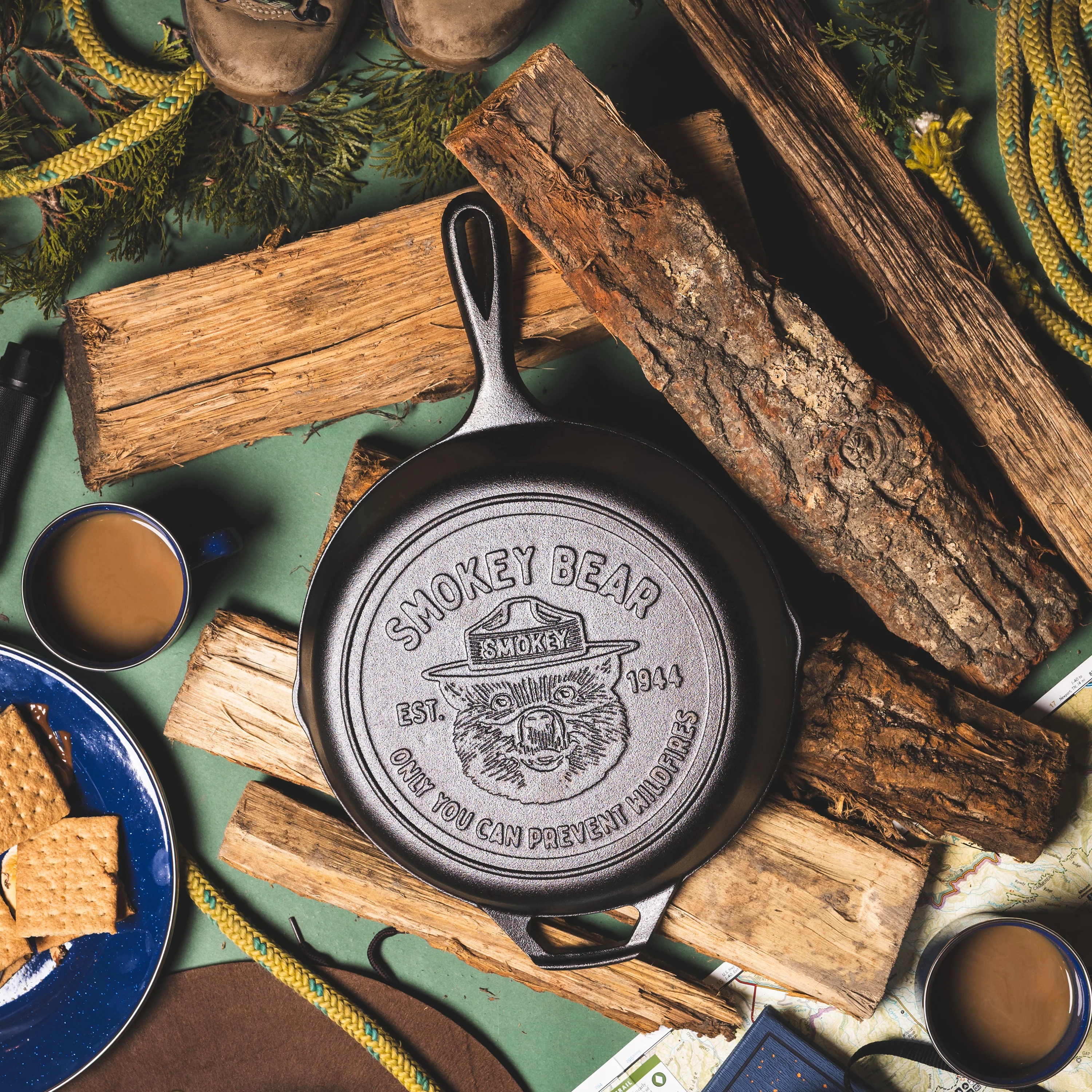 10.25 Inch Seasoned Cast Iron Smokey Bear Skillet 5 10.25 Inch Seasoned Cast Iron Smokey Bear Skillet