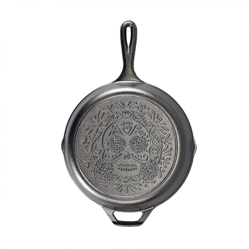 10.25 Inch Seasoned Cast Iron Sugar Skull Skillet 4 10.25 Inch Seasoned Cast Iron Sugar Skull Skillet