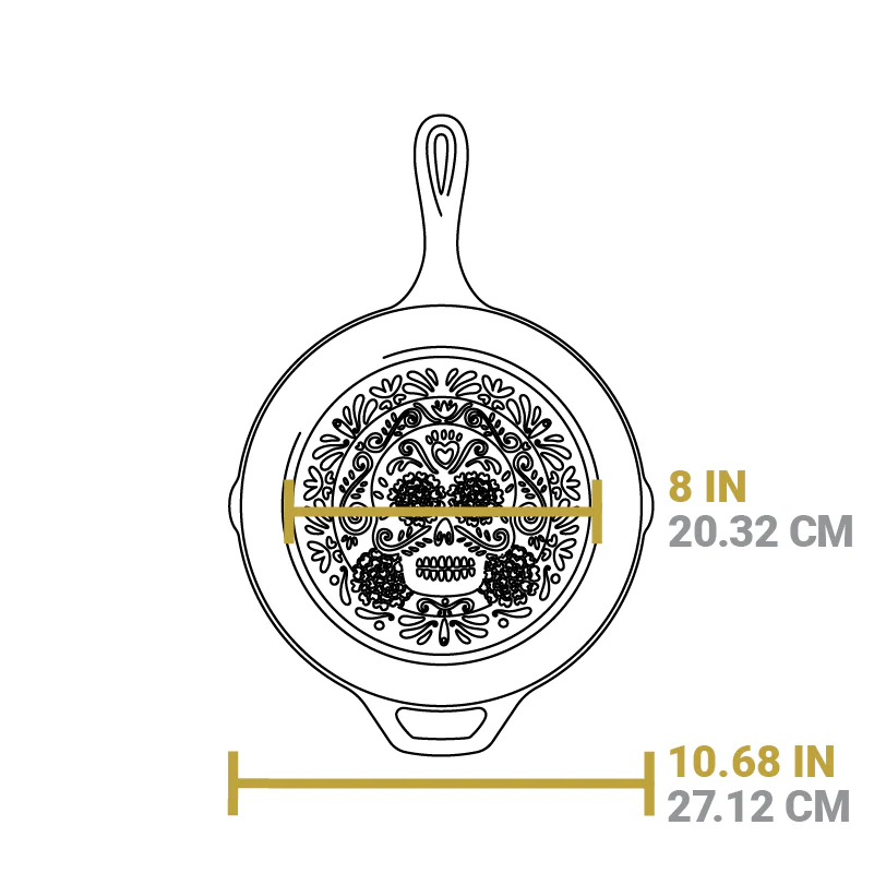 10.25 Inch Seasoned Cast Iron Sugar Skull Skillet 8 10.25 Inch Seasoned Cast Iron Sugar Skull Skillet