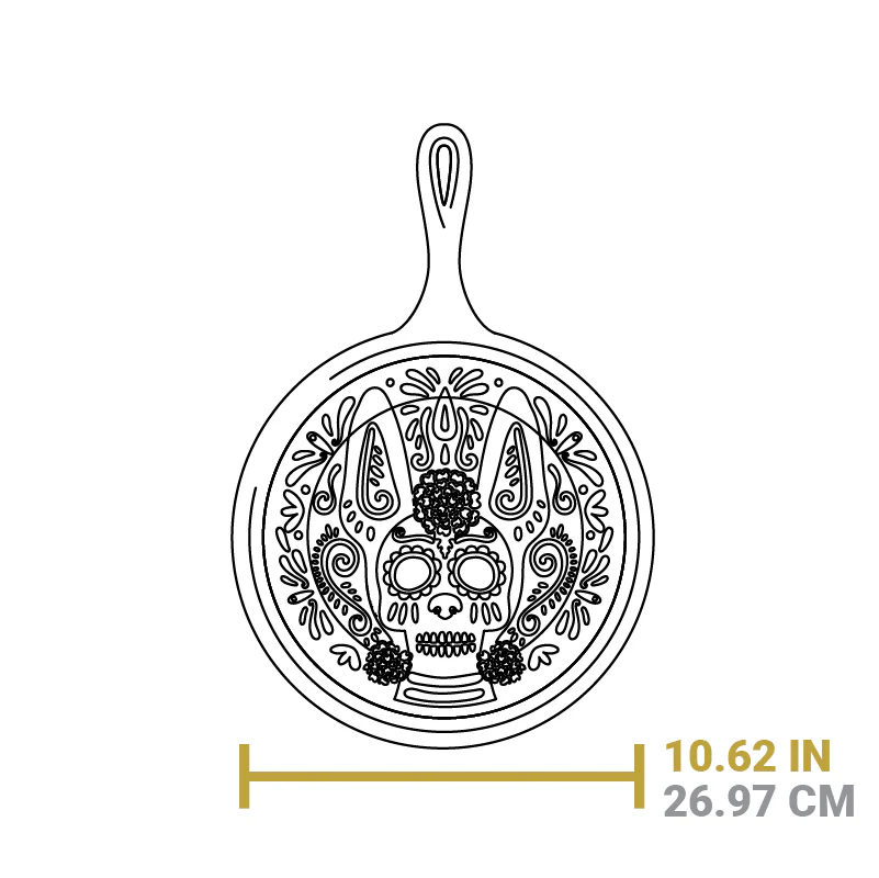 10.5 Inch Seasoned Cast Iron Xolo Sugar Skull Griddle 8 10.5 Inch Seasoned Cast Iron Xolo Sugar Skull Griddle