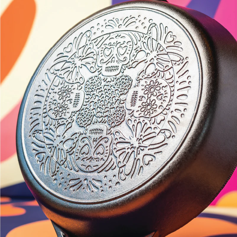 12 Inch Seasoned Cast Iron Butterfly Sugar Skull Skillet 4 12 Inch Seasoned Cast Iron Butterfly Sugar Skull Skillet