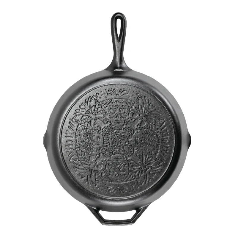 12 Inch Seasoned Cast Iron Butterfly Sugar Skull Skillet 8 12 Inch Seasoned Cast Iron Butterfly Sugar Skull Skillet