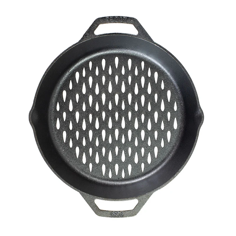 12 Inch Seasoned Cast Iron Dual Handle Grilling Basket 2 12 Inch Seasoned Cast Iron Dual Handle Grilling Basket