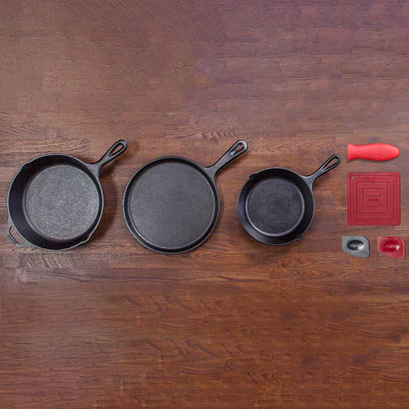 Essential Seasoned Cast Iron Skillet Set 2 Essential Seasoned Cast Iron Skillet Set