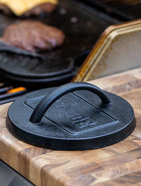 6.25 Inch Seasoned Cast Iron Burger Press 3 6.25 Inch Seasoned Cast Iron Burger Press